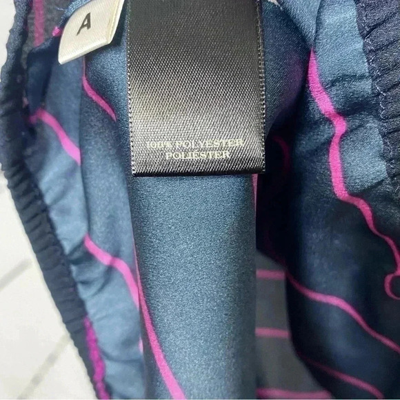 Ann Taylor Striped Split Neck Bubble Hem Top - Picture 4 of 5